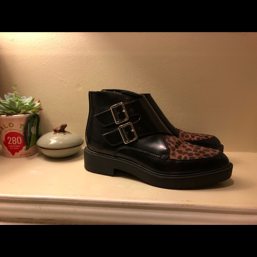 Size 7.5 leopard faux leather boot